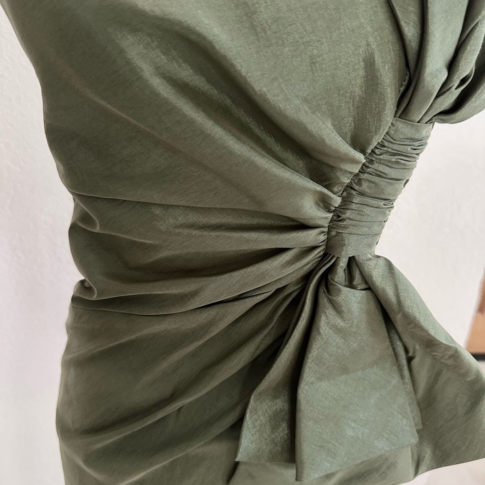 Strapless Olive Green Cocktail Dress - Picture 2 of 5